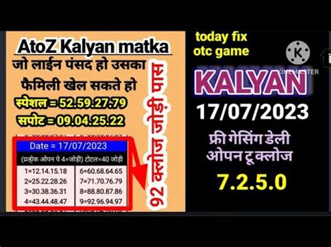 kalyan today fix open.
